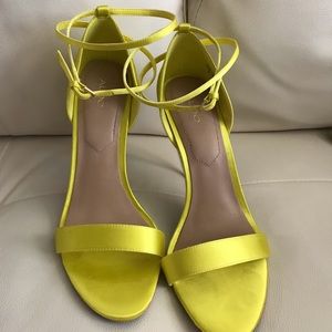 Neon yellow sandal heels